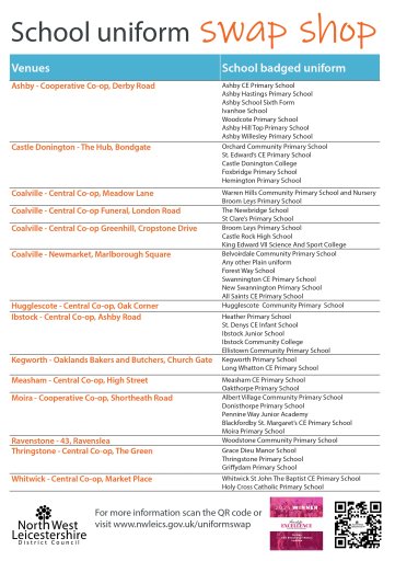 List of School uniform swap shop venues 2024
